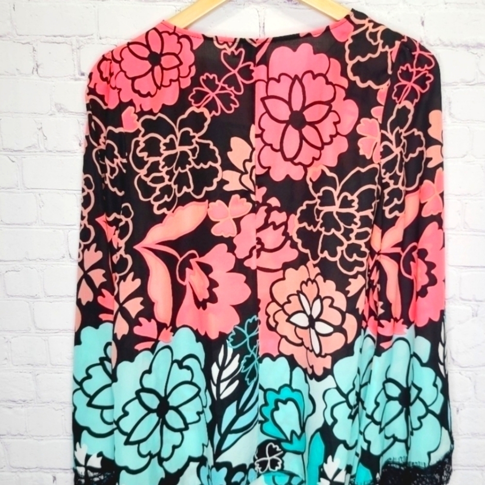 ππβ¬οΈ πKaari Blue π Floral Blouse πΈ Sz M EUC - Picture 8 of 8